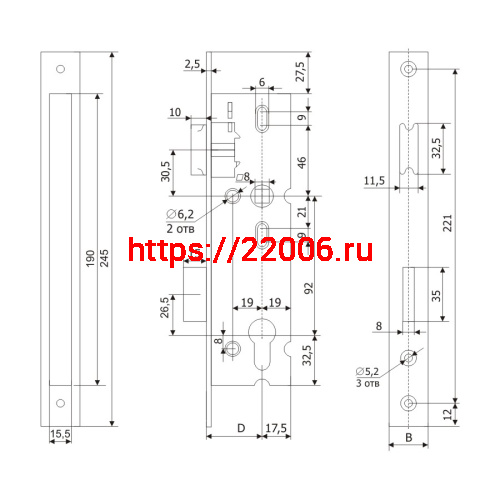 Корпус Guardian (Гардиан) узкопрофильного замка с защёлкой PROFI 25.11.24 /123:253/ фото 2