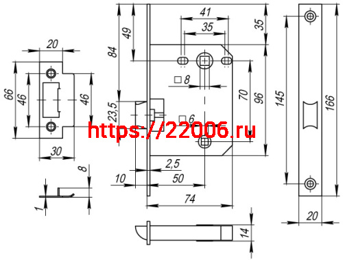 Защелка Fuaro (Фуаро) врезная PLASTP72-50 (P72-50) SN мат.никель фото 3