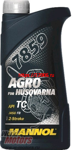 Масло 2T MANNOL AGRO for Husqvarna API TC JASO FB (1л) (синтетическое) СИНЕЕ 7859