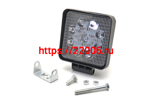 Фара светодиодная 27W 9 диодов SMD, 35мм квадрат. мет. корпус, дальний свет (Spot) фото 2