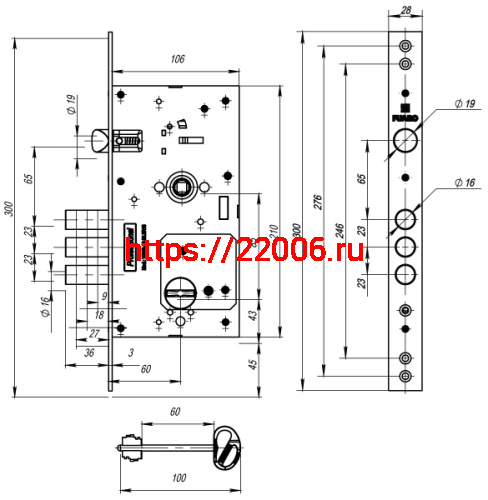 Замок Fuaro (Фуаро) врезной сувальдный MDV25/S-60.85.3R16 4key фото 3 Замок Fuaro (Фуаро) врезной сувальдный MDV25/S-60.85.3R16 4key фото 3