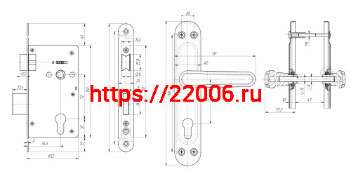 Замок Zenit (Зенит) врезной цилиндровый с защёлкой в комплекте с ручкой ЗВ4-72.03 (медь), 4 кл. фото 2 Замок Zenit (Зенит) врезной цилиндровый с защёлкой в комплекте с ручкой ЗВ4-72.03 (медь), 4 кл. фото 2