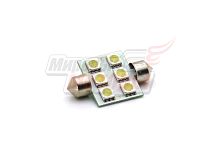 Лампа 12 В T11х36, 6 светодиодов 5050SMD, двухцокольная, подсветки, белая