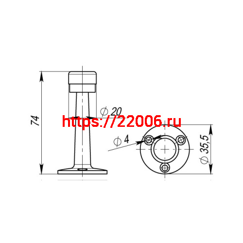 Упор Armadillo (Армадилло) дверной настенный STOPPER/ZA033 (DH033ZA) SN-3 мат.никель фото 2