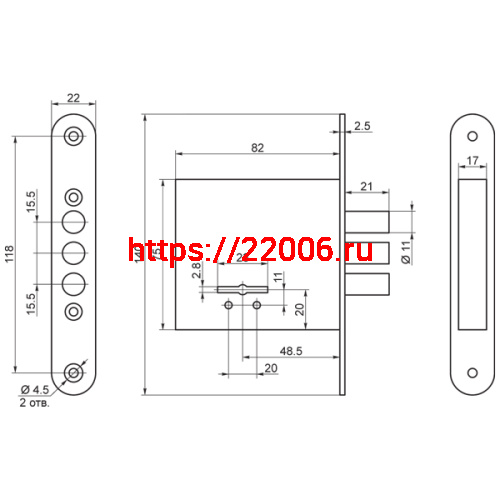 Замок Sam (Сам) врезной сувальдный ЗВ8-4С/13, 3 кл. /76600/ фото 2