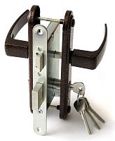 Замок Zenit (Зенит) врезной цилиндровый с защёлкой в комплекте с ручкой ЗВ4-3.05 (медь), 4 кл.