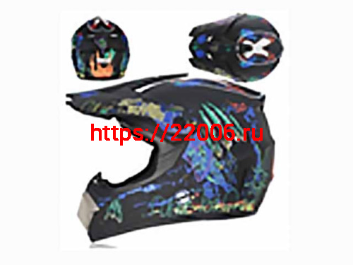 Мотошлем VIRTUE MD-905 Кросс черный матовый с синим граффити (S) Мотошлем VIRTUE MD-905 Кросс черный матовый с синим граффити (S)