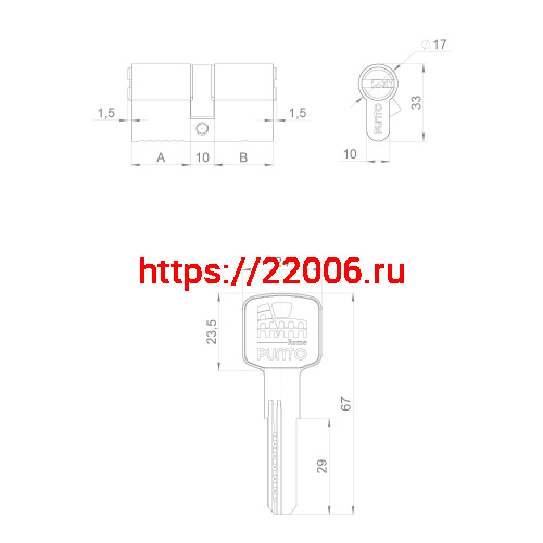 Цилиндровый Punto (Пунто) механизм Z3000Key80(35+10+35) СP хром фото 3 Цилиндровый Punto (Пунто) механизм Z3000Key80(35+10+35) СP хром фото 3