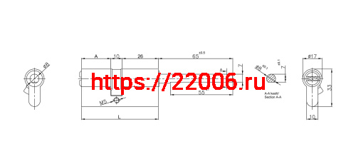 Цилиндровый механизм Kale kilit (Кале килит) под вертушку (дл.шток) 164 SX/86 (50+10+26) mm никель 5 кл. фото 2 Цилиндровый механизм Kale kilit (Кале килит) под вертушку (дл.шток) 164 SX/86 (50+10+26) mm никель 5 кл. фото 2