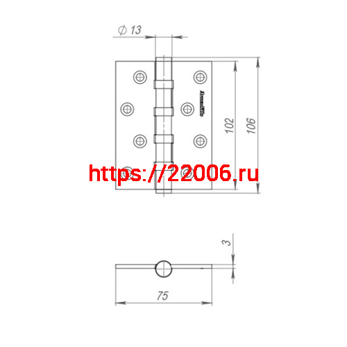 Петля Armadillo (Армадилло) универсальная IN4500UC-BL MWSC-33 102x75x3 INOX304 итальянский тисненый БЛИСТЕР фото 4