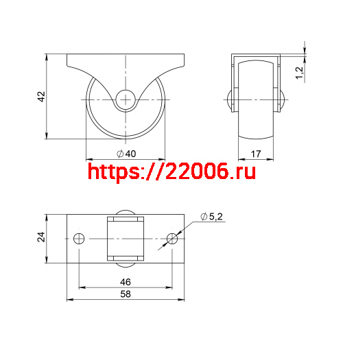 Опора Ajax (Аякс) колесная прямоходная WL/R-40R/50 kg резина фото 2 Опора Ajax (Аякс) колесная прямоходная WL/R-40R/50 kg резина фото 2