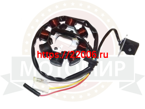 Зажигание 4х т GY6-50, QT-4 голое (без маховика) (cтатор 6+2 катушек 4 пров.) LK-180GY-2 (1803116) Зажигание 4х т GY6-50, QT-4 голое (без маховика) (cтатор 6+2 катушек 4 пров.) LK-180GY-2 (1803116)