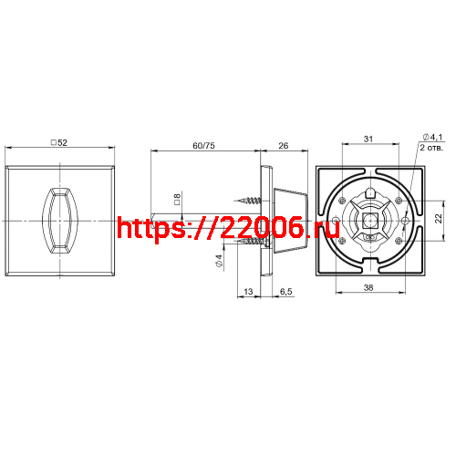 Ручка Fuaro (Фуаро) поворотная BKW8x75.K.RL52 (BKW8x75 RL) BL-24 черный фото 3 Ручка Fuaro (Фуаро) поворотная BKW8x75.K.RL52 (BKW8x75 RL) BL-24 черный фото 3