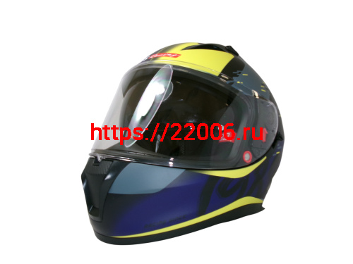 Шлем TVS RACING (Индия) STREET D/V DULL BLACK M.BLUE размер M, + пинлок в комплекте, очки