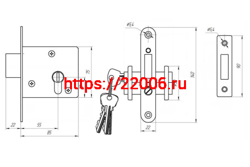 Замок Absolyute (Абсолют) врезной цилиндровый ЗВ1-1А, 4 кл. фото 2