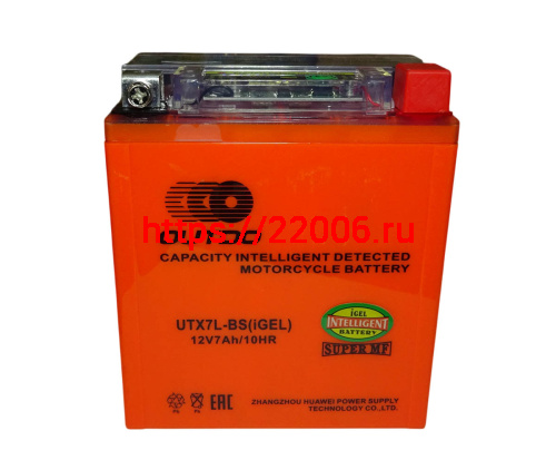 Аккумулятор 12В  7 А/ч  UTX7L-BS iGEL, OUTDO  (114х71х131) обратная пол. фото 2