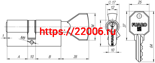 Цилиндровый механизм Fuaro (Фуаро) с вертушкой 100 CM 80 mm (30+10+40) CP хром фото 3 Цилиндровый механизм Fuaro (Фуаро) с вертушкой 100 CM 80 mm (30+10+40) CP хром фото 3