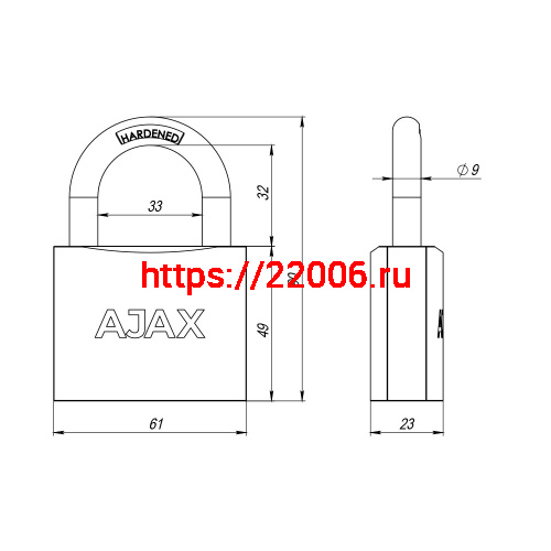 Замок Ajax (Аякс) навесной PD-0163 (PD-01-63) 3 key англ. фото 3 Замок Ajax (Аякс) навесной PD-0163 (PD-01-63) 3 key англ. фото 3