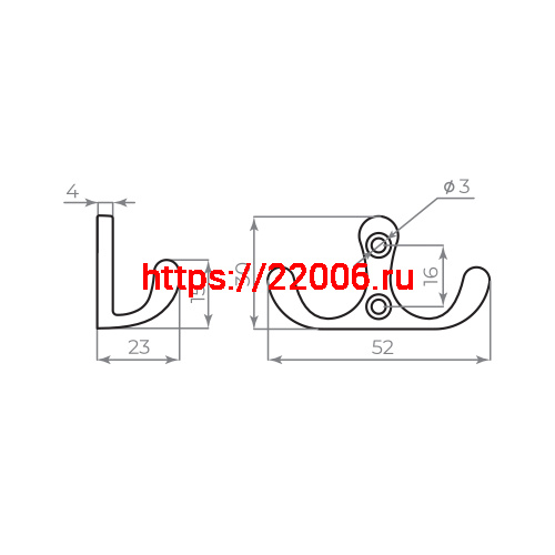 Крючок Ajax (Аякс) настенный MB-K-004 PB золото фото 2