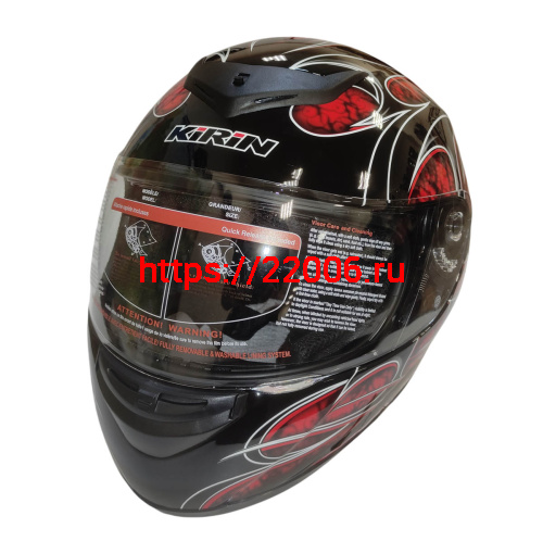 Шлем интеграл KIRIN K-22, черный, черн-крас матовый, черн-крас, размер L фото 6