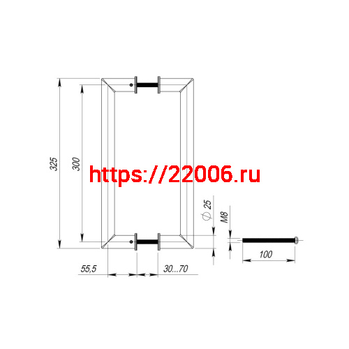 Ручка-скоба Fuaro (Фуаро) PULL.PH25/300.23 INOX 304 (PH-23-25/300-INOX ) фото 3 Ручка-скоба Fuaro (Фуаро) PULL.PH25/300.23 INOX 304 (PH-23-25/300-INOX ) фото 3