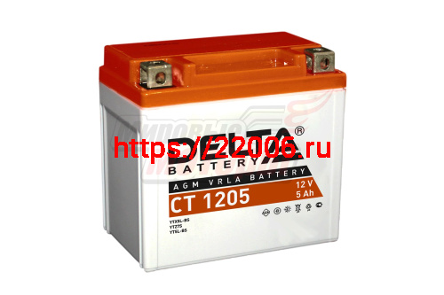 Аккумулятор 12В 5Ач DELTA CT1205 (YTX5L-BS) (кислотный, герметичный) (обр.полярн) (114*69*106мм) Аккумулятор 12В 5Ач DELTA CT1205 (YTX5L-BS) (кислотный, герметичный) (обр.полярн) (114*69*106мм)