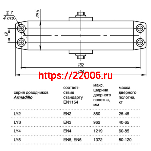 Доводчик Armadillo (Армадилло) дверной морозостойкий LY3 65 кг (золото) фото 3