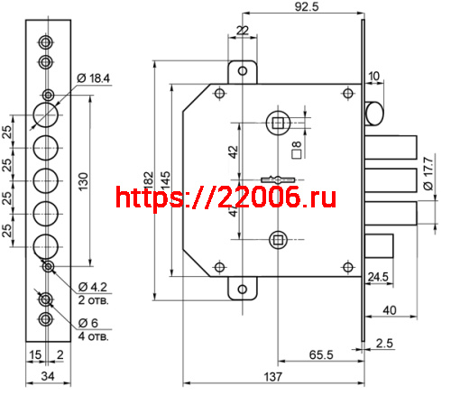 Замок Border (Бордер) врезной сувальдный с задвижкой и защёлкой ЗВ9-6 ЛКТЗ с тягами (лев.), 5 кл. /77405/ фото 2 Замок Border (Бордер) врезной сувальдный с задвижкой и защёлкой ЗВ9-6 ЛКТЗ с тягами (лев.), 5 кл. /77405/ фото 2