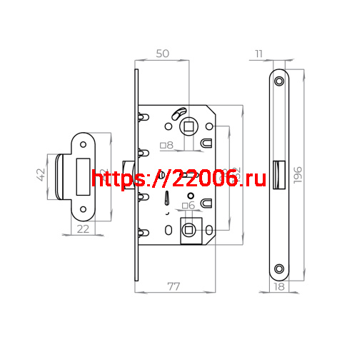 Защелка Ajax (Аякс) врезная PLASTLP96WC-50 AB бронза фото 3