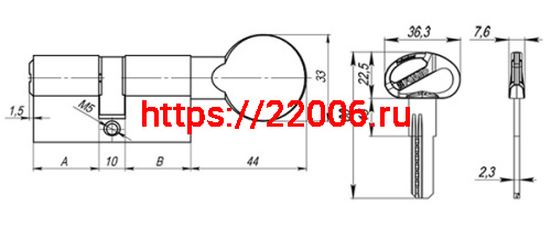 Цилиндровый Fuaro (Фуаро) механизм D-PRO502/80 mm (30+10+40) PB латунь 5 кл. фото 3