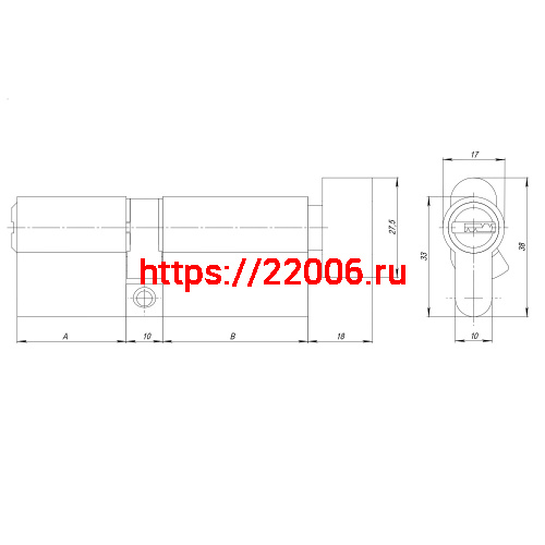 Цилиндровый Ajax (Аякс) механизм (AZ202/80) AZ2002Knob80 (40+10+30) CP хром с вертушкой фото 3