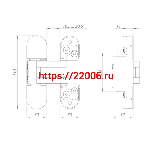 Петля Punto (Пунто) скрытой установки UNION 2.2 ZN BL черный фото 3