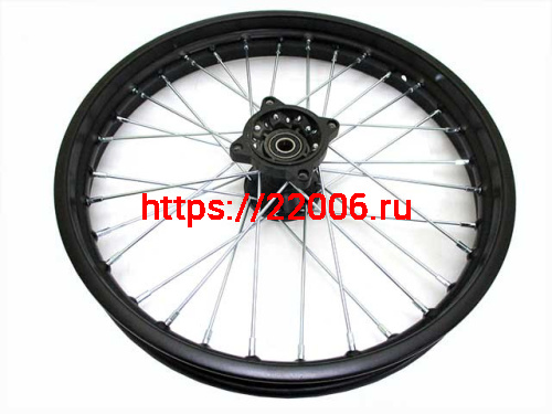 Диск колеса передний стальной на спицах 1.85 - 17" цвет черный, дисковый тормоз ось 15мм Питбайк Диск колеса передний стальной на спицах 1.85 - 17" цвет черный, дисковый тормоз ось 15мм Питбайк
