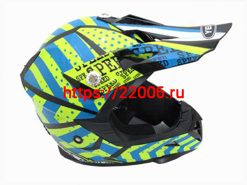 Мотошлем YM-915 черно-сине-желтый полосатый (XL)