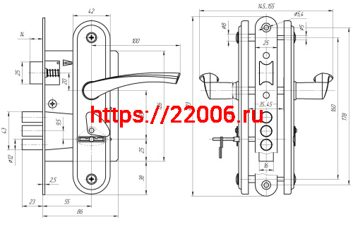 Замок Zenit (Зенит) врезной сувальдный с защёлкой в комплекте с ручкой ЗВ9-4-2 (бриллиант), 3кл. фото 2 Замок Zenit (Зенит) врезной сувальдный с защёлкой в комплекте с ручкой ЗВ9-4-2 (бриллиант), 3кл. фото 2