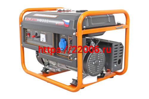 Генератор бенз. "LIFAN" 2,8GF-6(LF3000)(ном.2,8кВт,макc3,1кВт, 4т.,7л.с.,бак17л.,40.6кг,руч.ст., медн.обм.альтернатора, AVR, 1,48 л/ч) фото 2