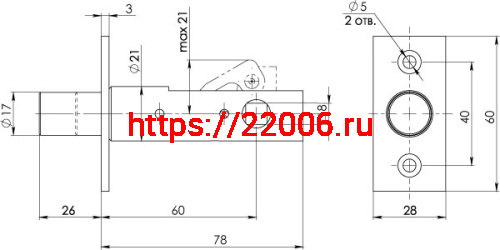 Задвижка Fuaro (Фуаро) врезная DB-PRO.860 (DB 860) CP (хром) 60мм фото 2