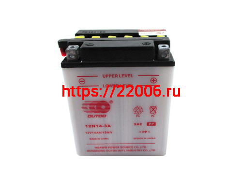 Аккумулятор OUTDO DC 12N14-3A (12v/14hr) сухозаряженный, с электролитом (134*89*166) 6