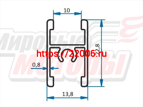 Профиль алюминиевый с анодированным покрытием (горизонтальный средний), длина 5,9 м Профиль алюминиевый с анодированным покрытием (горизонтальный средний), длина 5,9 м