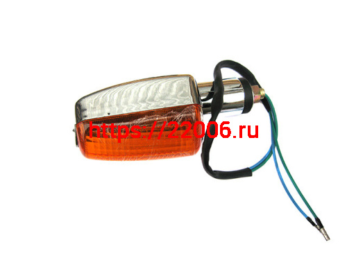 Указатель поворота №34 оранжевое стекло, прямоугольный хром,  большой