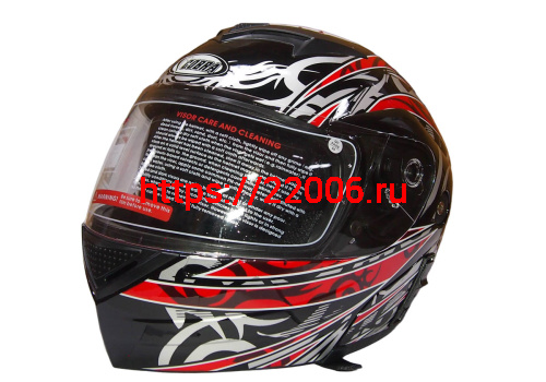 Шлем модуляр COBRA JK111, черный с красным графика(9), с очками, размеры XL Шлем модуляр COBRA JK111, черный с красным графика(9), с очками, размеры XL