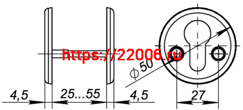 Декоративная Fuaro (Фуаро) накладка ESC-С-001-CР цилиндровая (хром) подвес фото 3 Декоративная Fuaro (Фуаро) накладка ESC-С-001-CР цилиндровая (хром) подвес фото 3