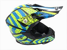 Мотошлем YM-915 черно-сине-желтый полосатый (S)
