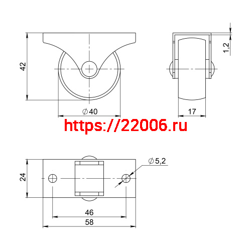 Опора Ajax (Аякс) колесная прямоходная WL/R-40P/50 kg BL пластик черный фото 2 Опора Ajax (Аякс) колесная прямоходная WL/R-40P/50 kg BL пластик черный фото 2