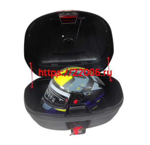 Кофр задний пластик JX А-888, 43 л., черно-красный фото 2 Кофр задний пластик JX А-888, 43 л., черно-красный фото 2