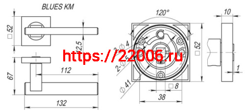 Ручка Fuaro (Фуаро) раздельная K.KM52.BLUES (BLUES KM) SN/CP-3 матовый никель/хром фото 3