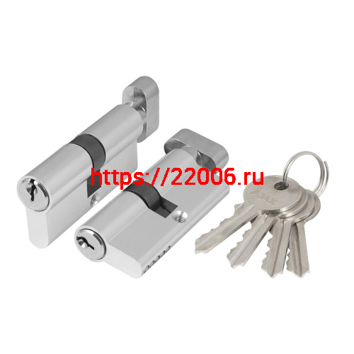 Цилиндровый Ajax (Аякс) механизм (AX102/60) AX1002Knob60 (25+10+25)/HD CP хром 4Key с вертушкой