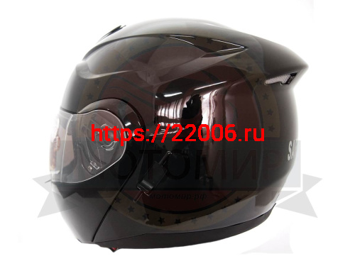 Шлем модуляр "Safelead" HF-119 TRANSFORMER с встр. очками, черный, серебристый размер S фото 4