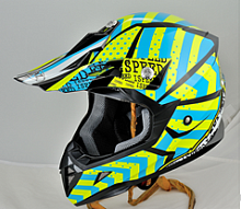 Мотошлем YM-915 черно-сине-желтый полосатый (L)