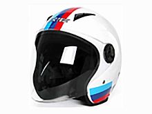 Мотошлем VIRTUE MD-207 открытый белый с цветными полосками (XL)